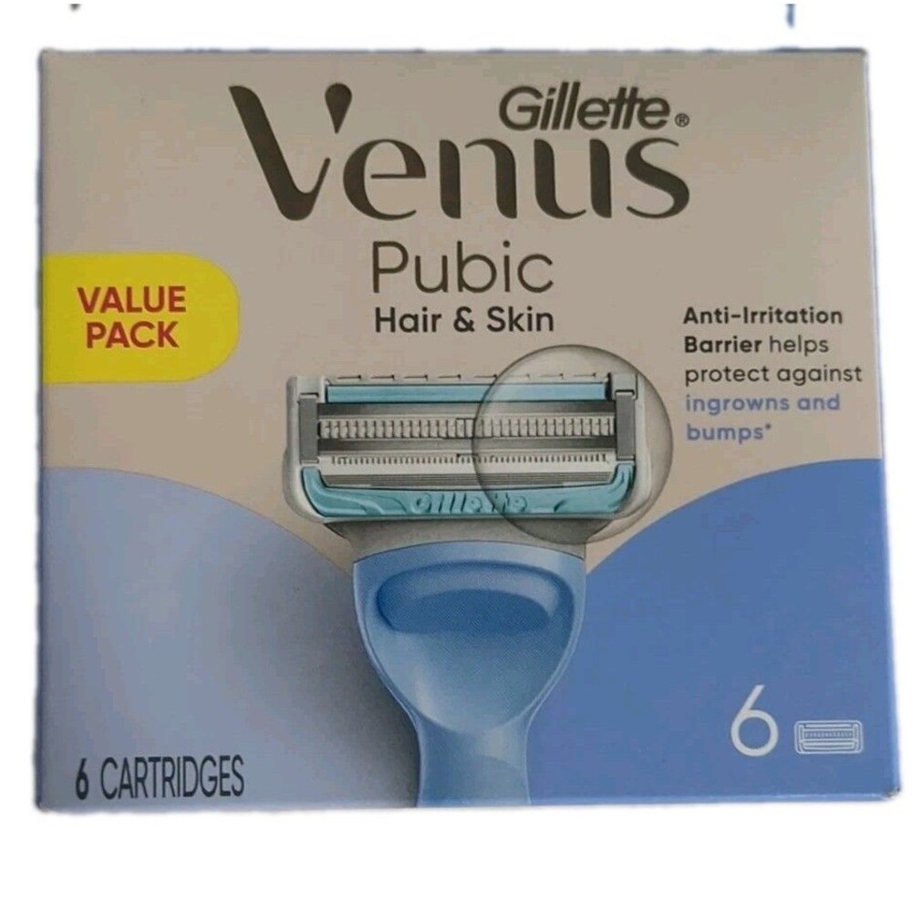 NEW GILLETTE VENUS PUBIC HAIR & SKIN 6-PACK VALUE PACK REFILL CARTRIDGES